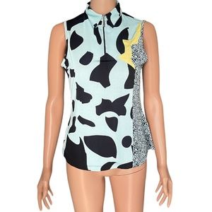 Jamie Sadock 1/4 Zip Multicolor Printed Cycling Tank
